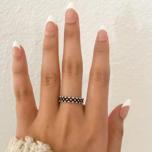 925 Sterling Silver Bead Ring Dainty Ring Band Thin Ring Stackable Ring Band - Picture 7 of 9